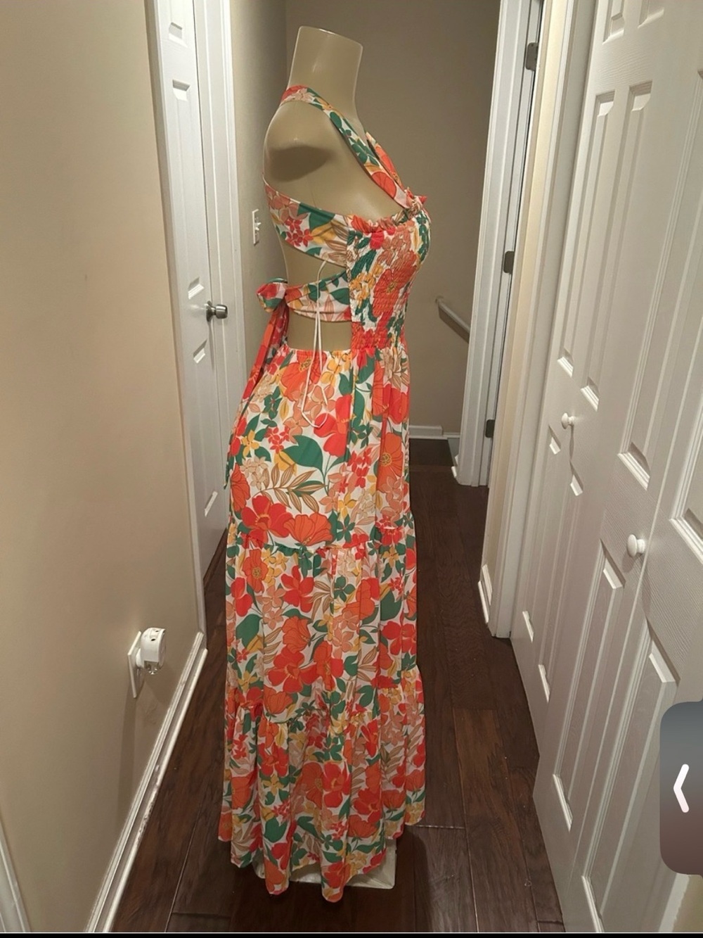 Vici Orange Floral Cutout Maxi Dress
